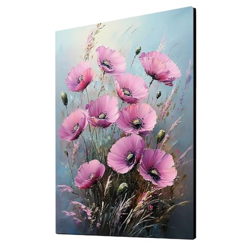 Blume Malen Nach Zahlen Erwachsene Landschaft Malen Nach Zahlen 100x135cm DIY Basteln Erwachsene Klarheit Farbe Leinwan Bilder mit Acrylfarben Set 3 Typen Pinsel für Wanddeko Wohnzimmer 2YH-2100 von Generic