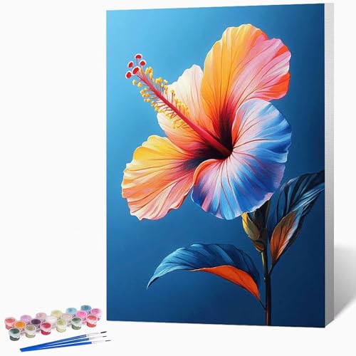 Blumen Malen Nach Zahlen Erwachsene Anlage Malen Nach Zahlen DIY Set Erwachsene 60×80cm, Kreativ Handgemalt Leinwand Set Mit 3-Pinseln Und Acrylfarbe, Geschenke FüR Frauen (Ohne Rahmen) -LKF073467 von Generic