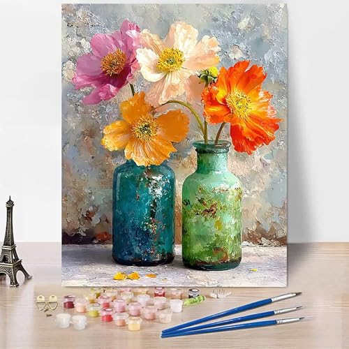 Blumen Malen Nach Zahlen Erwachsene Glasflasche Malen Nach Zahlen Kreativ Set Erwachsene 60x80cm, Leinwand Ölgemälde Bastelset mit Pinsel und Farben für Deko, Geschenke für Frauen, Ohne Rahmen -XY25W Blumen Malen Nach Zahlen Erwachsene Glasflasche Malen Nach Zahlen Kreativ Set Erwachsene 60x80cm, Leinwand Ölgemälde Bastelset mit Pinsel und Farben für Deko, Geschenke für Frauen, Ohne Rahmen -XY25W von Generic