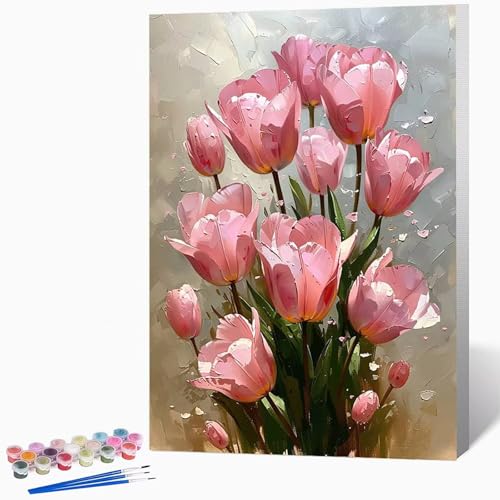 Blumen Malen Nach Zahlen Erwachsene Landschaft Malen Nach Zahlen DIY Set Erwachsene 60×80cm, Kreativ Handgemalt Leinwand Set Mit 3-Pinseln Und Acrylfarbe, Geschenke FüR Frauen (Ohne Rahmen) -LKF0779NL von Generic
