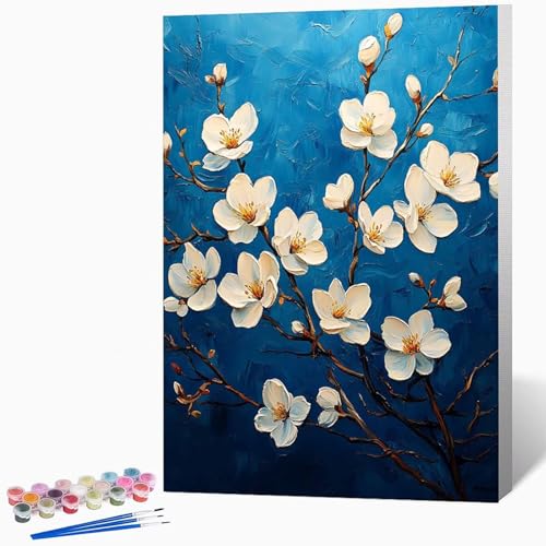 Blumen Malen Nach Zahlen Erwachsene Landschaft Malen Nach Zahlen DIY Set Erwachsene 70×95cm, Kreativ Handgemalt Leinwand Set Mit 3-Pinseln Und Acrylfarbe, Geschenke FüR Frauen (Ohne Rahmen) -LKF0784G von Generic
