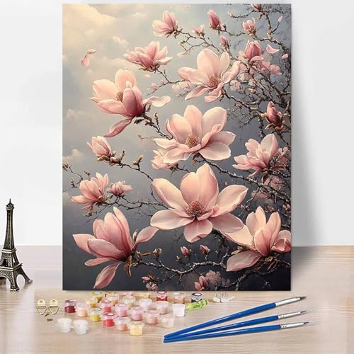 Blumen Malen Nach Zahlen Erwachsene Orchidee Malen Nach Zahlen Kreativ Set Erwachsene 20x30cm, Leinwand Ölgemälde Bastelset mit Pinsel und Farben für Deko, Geschenke für Frauen, Ohne Rahmen -XY47G von Generic