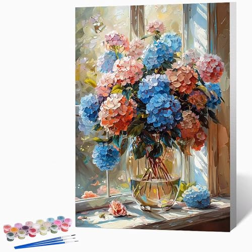 Blumen Malen Nach Zahlen Erwachsene Vase Malen Nach Zahlen DIY Set Erwachsene 30×40cm, Kreativ Handgemalt Leinwand Set Mit 3-Pinseln Und Acrylfarbe, Geschenke FüR Frauen (Ohne Rahmen) -LKF0739L5 von Generic