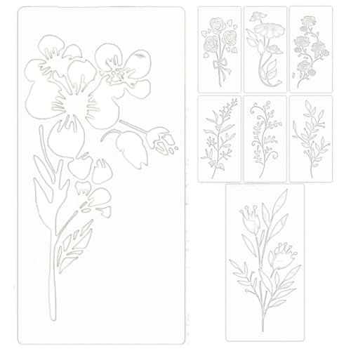 Blumenmalschablone Blumenschablonen zum Bemalen - 8 Stück Lebendige Blumen Schablone zum Malen auf Holz - Wiederverwendbare Waschbare Malschablonen Mult Flower Schablonen Blumenmalschablone Blumenschablonen zum Bemalen - 8 Stück Lebendige Blumen Schablone zum Malen auf Holz - Wiederverwendbare Waschbare Malschablonen Mult Flower Schablonen von Generic