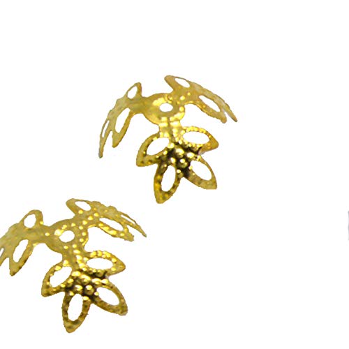 Blumenperlenkappen Metallperlen Spacer DIY Schmuckzubehör Kleehut Filigrane Perlenkappen 70 Stück Gold Professional von Generic