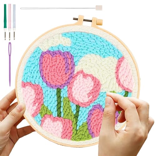 Blumenstickerei-Set – Handgemachtes Blumenstich-Set, Stick-Starter-Set | 12 einzigartige Blumenmuster, komplettes Stickset für Anfänger und Erwachsene, Kunst von Generic