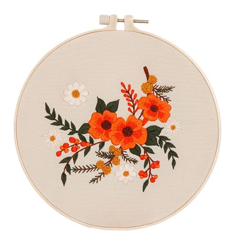 Blumenstickset, Stickset für Anfänger - Blumenmuster Stickerei Set | Handgefertigte Stickarbeiten mit Materialpaket für Stickbegeisterte und Prinzen von Generic