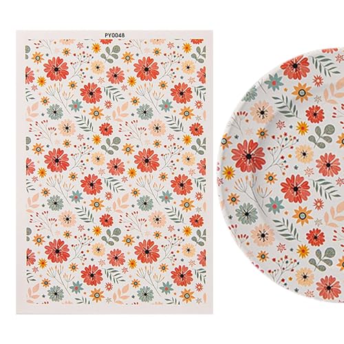 Blumentonpapier – Blumenblätter für Ton, Blumenpapier | Wasserpapier mit bunten Blumen, für Ohrringe aus Ton, Papi Blumentonpapier – Blumenblätter für Ton, Blumenpapier | Wasserpapier mit bunten Blumen, für Ohrringe aus Ton, Papi von Generic