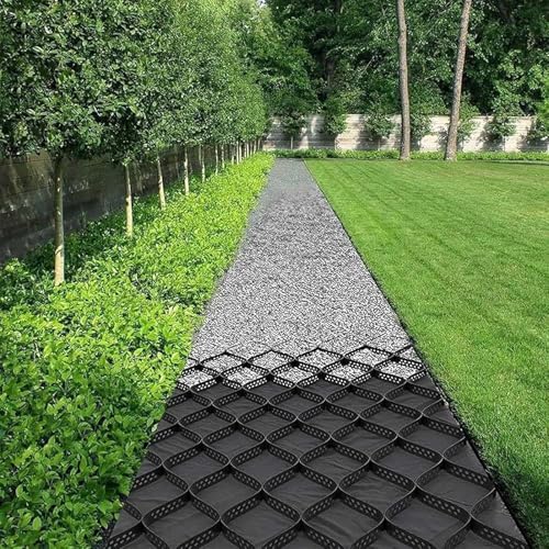 Bodengitter-Tiefe, Bodengitter-Stabilisator für Kies/Zement/Sand, Gehweg-Geogitter-Pflasterstein für den Garten, Waben-Landschaftsbau-Geozellengitter, schneidbar,N (Size:1 * 8m) von Generic