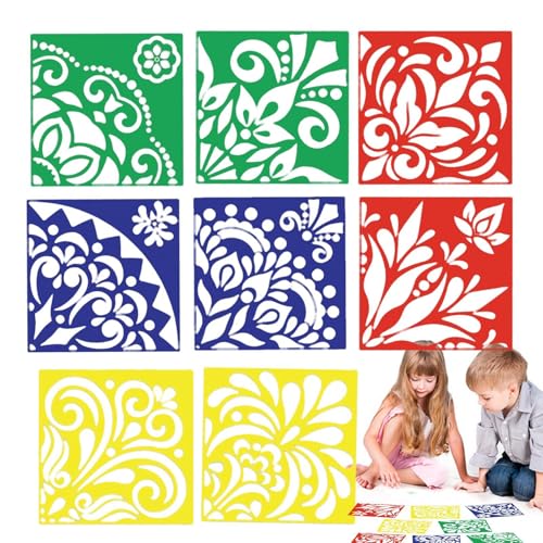 Bodenschablonen zum Bemalen von Böden, Sprühfarbe, wiederverwendbare Farbschablonen, 8 Stück, Blumenschablonen, Malschablonen, Türmattenschablonen Bodenschablonen zum Bemalen von Böden, Sprühfarbe, wiederverwendbare Farbschablonen, 8 Stück, Blumenschablonen, Malschablonen, Türmattenschablonen von Generic