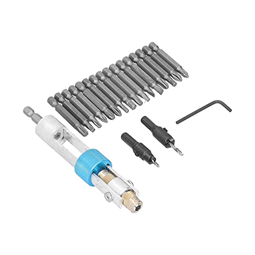Bohrerbitset, Holzbearbeitungswerkzeuge Schrank Installationstools mit Hoher Härte 20 Stück Countersink Bohrer -Bits Set, Stahlschraubenfahrer -Konverter, Handwerksreparatursatz für Home von Generic