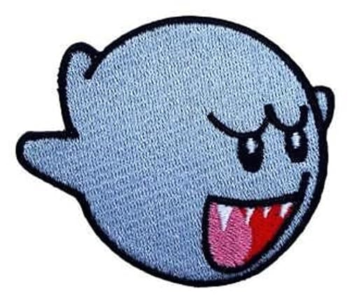 Boo Ghost Patch (5,1 cm) grau bestickt Bügel/Aufnähen Abzeichen S-uper M-Ario Brothers Kostüm Emblem DIY Geschenk Patches von Generic