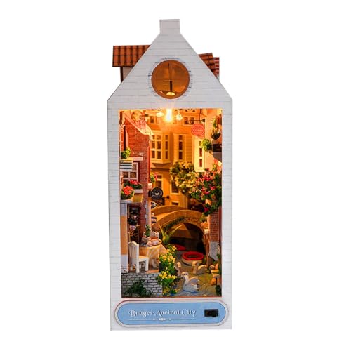 Book Nook Miniatur-Set, Book Nook Kits für Erwachsene – Miniatur-Puzzle-Buchecken-Sets mit LED-Lichtern, Miniatur-Spielzeug, vielseitig für Schlafzimmer, Wohnzimmer, Schlafzimmer, Wohnzimmer von Generic