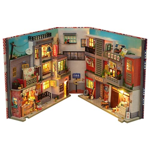 Booknook Bücherregal - Gemütliche Buchecke mit Buchstützen, mit transparenter Staubschutzabdeckung | LED Holz Buchecke Kit Modell Kit Kreativität Geburtstag Weihnachten H von Generic