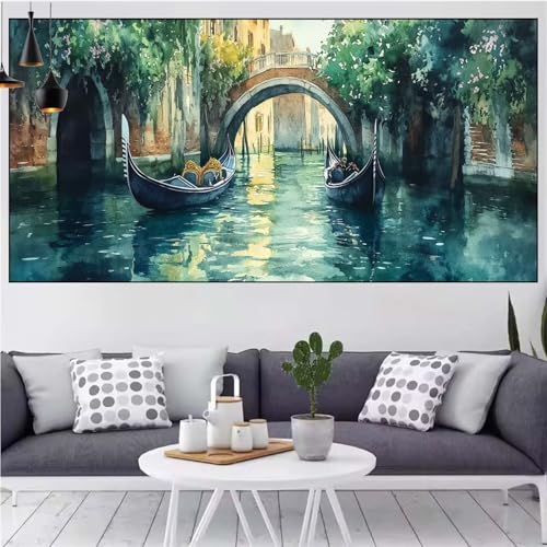 Boot Diamond Painting xxl 100x200cm Diamond Painting Erwachsene Brücke Diamant Malerei Set,Mosaikherstellung Malen Nach Zahlen Cross Stickerei Kunst Leinwand Malerei Kits,Décor Geschenke Frauen CN-99 von Generic