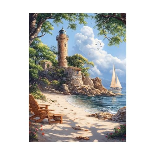 Boot Malen Nach Zahlen Erwachsene Landschaft Malen Nach Zahlen 30 x 40 CM DIY Basteln Erwachsene Klarheit Farbe Leinwan Bilder mit Acrylfarben Set 3 Typen Pinsel für Wanddeko Wohnzimmer 2YH-11205 von Generic