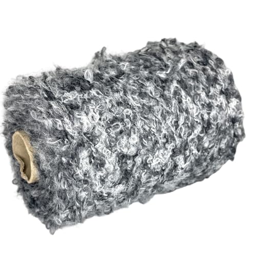 Boucle Alpakawolle Mischgewebe Konen Garn 400g - 3 leichte Kammgewicht - Flauschiges Garn für Hand- oder Maschinenstricken und Bastelarbeiten (Grau) von Generic