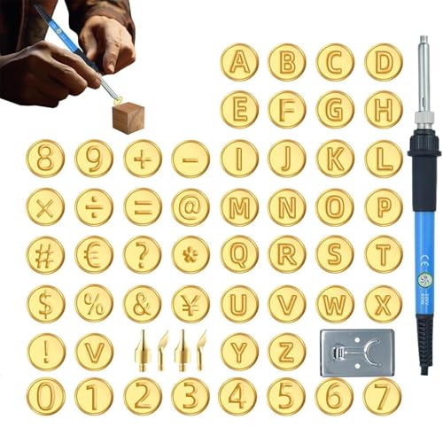 Brandmalerei Werkzeug | Brandmalerei Set mit Buchstabenstempel | Zahlen und Alphabet Schablone | Einstellbare Temperatur Stift zum Basteln, Prägen und Gravieren von Generic