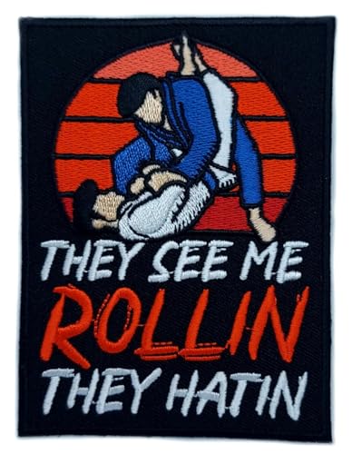 Brasilianischer Jiu Jitsu Aufnäher (10,2 cm) They See Me Rollin They Hatin Besticktes Bügel-/Aufnäher, BJJ Kimono Kampfsport Patches DIY Geschenk Patches von Generic