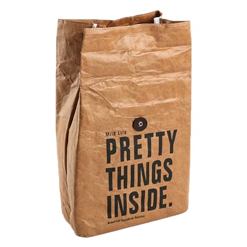 Braune Lunch-Taschen – waschbare Papiertüten | Isolierte Papier-Stempel für Männer, Frauen, und Mädchen, waschbare Mittagessen-Lunch-Tasche für Frauen wiederverwendbar von Generic