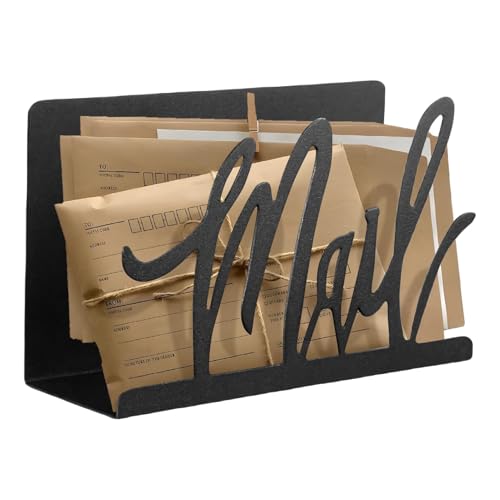 Briefablage | Schwarzer Tisch-Post-Organizer – Dokumentenständer, Briefablage mit Ausstellungsschlitzen, aufrechter Metall-Briefhalter für Zuhause, Studio, Schule von Generic