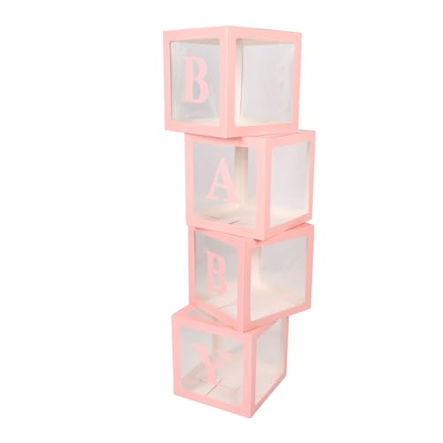 Briefdekorationsbox, Multifunktional, 4 Stück, Einfache Montage, Ballonboxen mit Aufkleber für Heiratsantrag (PINK) von Generic