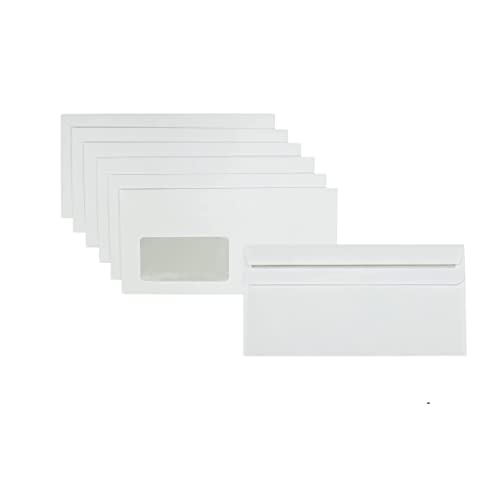 Briefumschläge DIN lang mit Fenster | 110x220mm | weiß Versandtaschen Briefkuvert Kuvert Umschläge DIN lang selbstklebend 25 bis 1000 Stück (100) von Generic