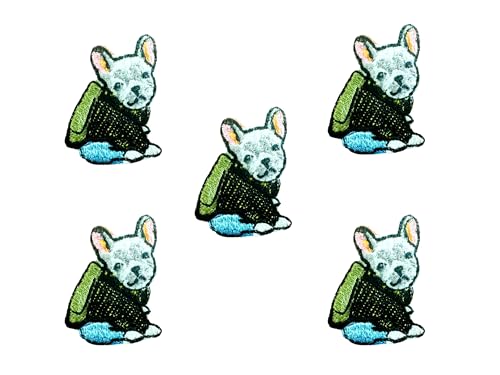 Bru_289 5 Stück Mini Französische Bulldogge Welpe Hund Patches Niedliches Cartoon Logo 10 Patches Aufnähen Aufbügeln Applikation Abzeichen Schild Patch Kleidung DIY Kostüm von Generic
