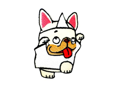 Bru_289 Aufnäher mit französischer Bulldogge, niedlicher Hund, Cartoon-Logo, 5 Aufnäher zum Aufnähen oder Aufbügeln, bestickt, für Jacke, T-Shirt, Kleidung, DIY-Kostüm von Generic
