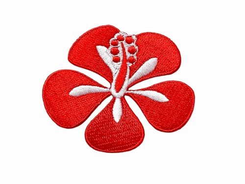 Bru_289 Rote Blumen, Hawaii, tropische Hibiskusblumen, Gartenblüte, niedliches Cartoon-Aufnähen, zum Aufbügeln, bestickt, Abzeichen für Kleidung, Kostüm Bru_289 Rote Blumen, Hawaii, tropische Hibiskusblumen, Gartenblüte, niedliches Cartoon-Aufnähen, zum Aufbügeln, bestickt, Abzeichen für Kleidung, Kostüm von Generic
