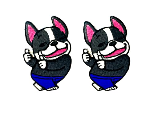 Bru_289 Set mit 2 Stück Mini Französische Bulldogge Welpe Hund Patches Niedliches Cartoon Logo 4 Aufnäher Aufbügler Stickerei Applikation Abzeichen Schild Patch Kleidung DIY Kostüm Bru_289 Set mit 2 Stück Mini Französische Bulldogge Welpe Hund Patches Niedliches Cartoon Logo 4 Aufnäher Aufbügler Stickerei Applikation Abzeichen Schild Patch Kleidung DIY Kostüm von Generic
