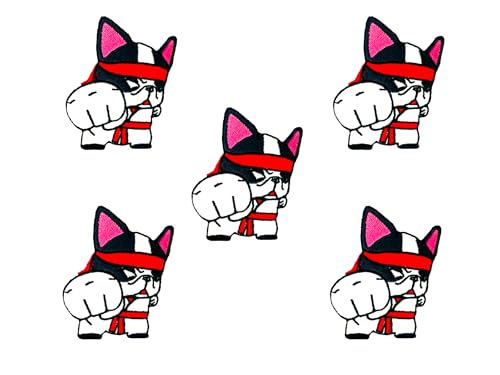 Bru_289 Set mit 5 Stück Mini Französische Bulldogge Welpe Hund Patches Niedliches Cartoon Logo 2 Patches Aufnähen Aufbügeln Applikation Abzeichen Schild Patch Kleidung DIY Kostüm von Generic
