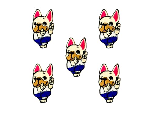 Bru_289 Set mit 5 Stück Mini Französische Bulldogge Welpe Hund Patches Niedliches Cartoon Logo 6 Patches Aufnähen Aufbügeln Applikation Abzeichen Schild Patch Kleidung DIY Kostüm Bru_289 Set mit 5 Stück Mini Französische Bulldogge Welpe Hund Patches Niedliches Cartoon Logo 6 Patches Aufnähen Aufbügeln Applikation Abzeichen Schild Patch Kleidung DIY Kostüm von Generic