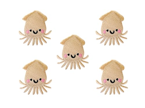 Bru_289 Set mit 5 Stück Mini Little Squid Ocean Animal Patches Cute Cartoon Logo 1 Aufnäher Aufbügler Stickerei Applikation Abzeichen Schild Patch Kleidung DIY Kostüm Bru_289 Set mit 5 Stück Mini Little Squid Ocean Animal Patches Cute Cartoon Logo 1 Aufnäher Aufbügler Stickerei Applikation Abzeichen Schild Patch Kleidung DIY Kostüm von Generic