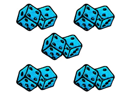 Bru_289 Set mit 5 winzigen Mini-Aufklebern, cooles blaues Paar Würfel, Logo1, niedliches Cartoon-Aufnähen, zum Aufbügeln, bestickte Applikation, Abzeichen, Kleidung, DIY, Kostüm von Generic