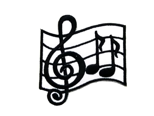 Bru_289 Weiße Musiknoten G-Notenschlüssel Achtte Musikskala Klassische Aufnäher zum Aufnähen oder Aufbügeln bestickte Applikation Abzeichen Schild Patch Jacke T-Shirt Kleidung DIY Kostüm Bru_289 Weiße Musiknoten G-Notenschlüssel Achtte Musikskala Klassische Aufnäher zum Aufnähen oder Aufbügeln bestickte Applikation Abzeichen Schild Patch Jacke T-Shirt Kleidung DIY Kostüm von Generic