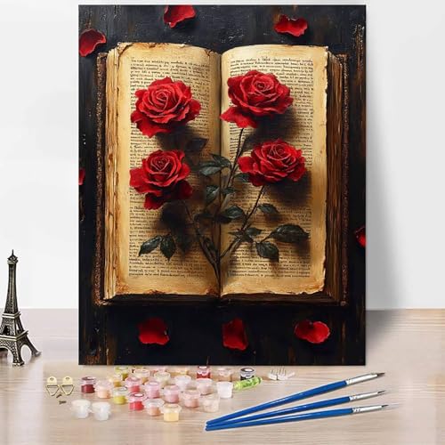 Buch Malen Nach Zahlen Erwachsene Rose Malen Nach Zahlen Kreativ Set Erwachsene 30x40cm, Leinwand Ölgemälde Bastelset mit Pinsel und Farben für Zimmer Deko, Geschenke für Frauen, Ohne Rahmen -XY75V Buch Malen Nach Zahlen Erwachsene Rose Malen Nach Zahlen Kreativ Set Erwachsene 30x40cm, Leinwand Ölgemälde Bastelset mit Pinsel und Farben für Zimmer Deko, Geschenke für Frauen, Ohne Rahmen -XY75V von Generic