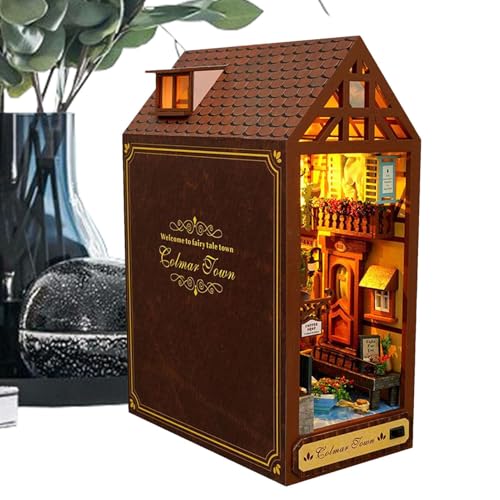 Buchecke, 3D-Desktop-Puzzle-Ornament aus Holz, pädagogisches LED-Hausmodell, Puzzle für Lesezimmer, Bibliothek, Kinderzimmer, Erwachsene, Weihnachten, Halloween, Schlafzimmer, Klassenzimmer Buchecke, 3D-Desktop-Puzzle-Ornament aus Holz, pädagogisches LED-Hausmodell, Puzzle für Lesezimmer, Bibliothek, Kinderzimmer, Erwachsene, Weihnachten, Halloween, Schlafzimmer, Klassenzimmer von Generic