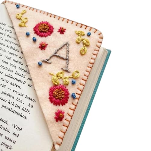 Buchecken-Buch - Handgenähte Bookmarks, Seite Eckbuchmarke | Handgenähte Filz-Dreieckseite Bookmark, einzigartige Blumenstickerei, niedliches Buch lesen von Generic