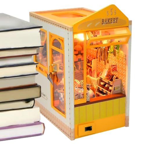 Buchecken für Erwachsene, handgefertigte Buchecken, Miniatur Dekorative Bücherregale für Puzzle-Regale | Eck-Bücherregal mit Licht für Kinder und Erwachsene von Generic