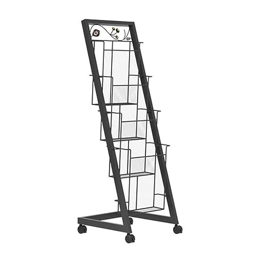 Bücherregale, Standzeitschriftenständer, Schicht-Bücherregal mit Rädern, Bücherständer, Ausstellungsständer, Einkaufszentren, Krankenhäuser, Büros (Color : Black) von Generic