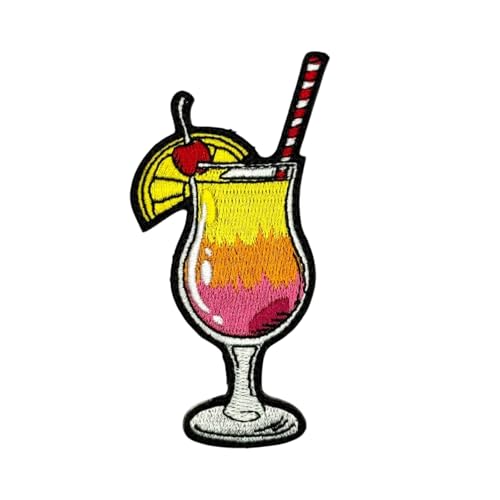 Bügelbild "Cheers Drink Glass", bestickt, zum Aufbügeln oder Aufnähen für Löcher, Kleidung, Jeans, Hut, Rucksäcke, Kleidung, 8,9 cm von Generic