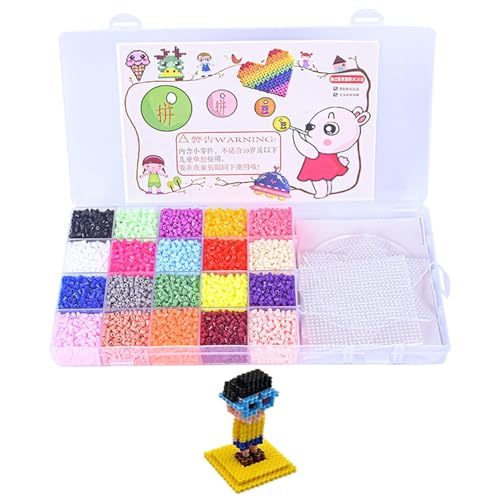 Bügelperlenset, Perlen-Set für Kinder, 11000 Stück, sichere Lernspielzeug-Perlensets, 20 niedliche Farben, Bastelmaterialien für und Mädchen von Generic
