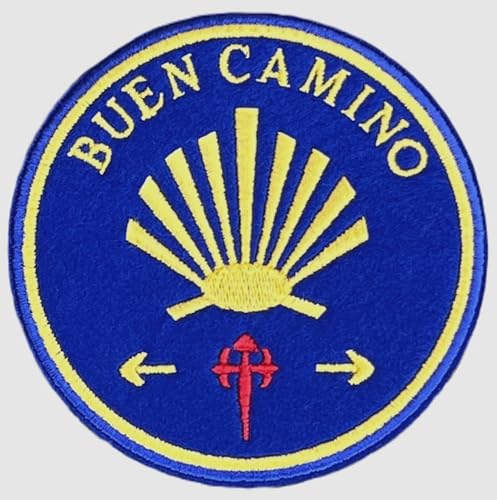 Buen Camino Patch (8,9 cm) Samt bestickt zum Aufbügeln / Aufnähen, Abzeichen Camino de Santiago Travel Souvenir Emblem DIY Geschenk Patches von Generic