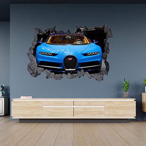 Bugatti Chiron 3D-Wandaufkleber, Motiv "Loch in the Wall", C-Effekt, 85 x 56 cm von Generic