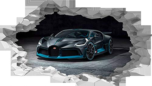 Bugatti Veyron Wandaufkleber, 3D-Loch in der Wand, B-Effekt, 105cm x 58cm von Generic