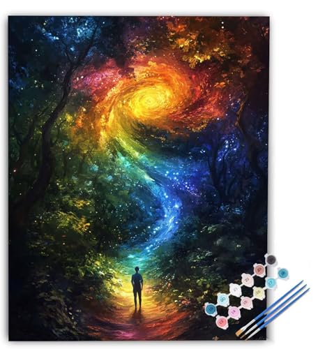 Bunt Malen Nach Zahlen Erwachsene Landschaft Malen Nach Zahlen, DIY Ölgemälde Leinwand Malset mit Pinsel und Acrylfarben Kreativ Set für Erwachsene zur Home Deko Geschenk 30x40cm Ohne Rahmen dO-3068 von Generic