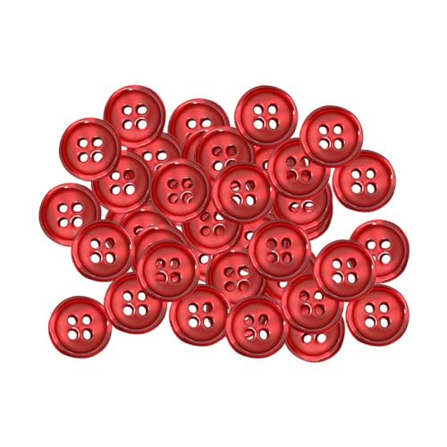 Bunte Knöpfe 200 Stück Harzknöpfe Kunststoff Bastelknöpfe 4-Loch-Knöpfe Rund Harzknöpfe Kinderknöpfe Knöpfe zum Basteln Nähen für DIY (Rot) von Generic
