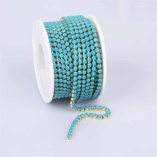 Bunte Strassverzierung, Goldkette, Bekleidung, Strassband für DIY-Zubehör, 2 mm/3 mm, 1005 SS6 (2 mm), 9,1 m von Generic