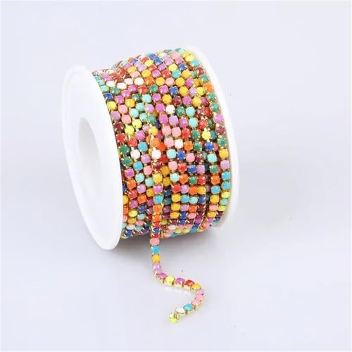 Bunte Strassverzierung, Goldkette, Bekleidung, Strassband für DIY-Zubehör, 2 mm/3 mm, 1006 SS6 (2 mm) – 4,5 m von Generic